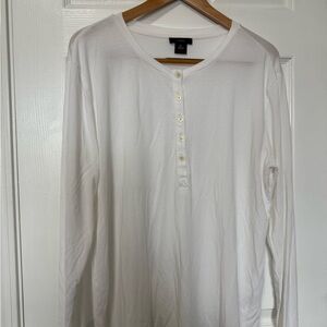 J. Crew Women White Long Sleeve Henley Shirt NWOT
